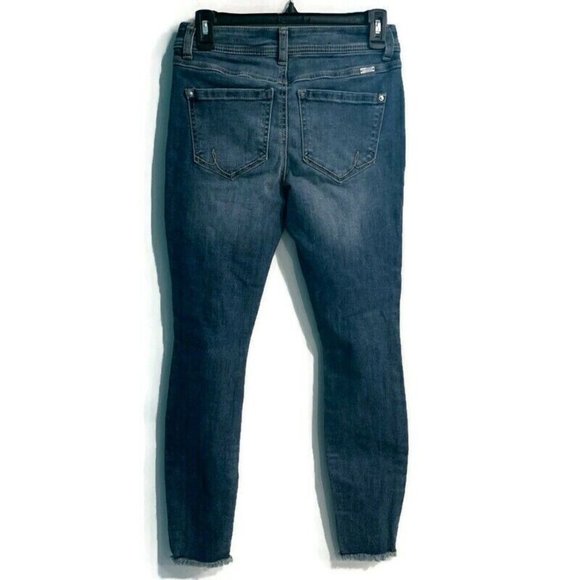 INC International Concepts Women's Studded Frayed-Hem Jeans in Cream Indigo 0 - Picture 2 of 5